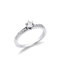 Anillo solitario en oro blanco 18 ct  central de 0,30 ct