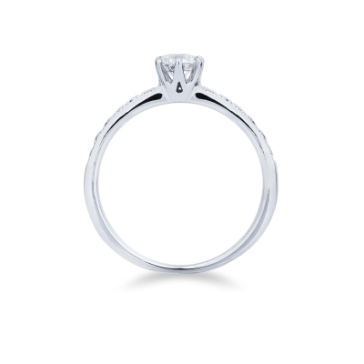 Anillo solitario en oro blanco 18 ct con diamante central 0,40 ct