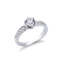 Solitario en oro blanco de 18 quilates con diamante central  0,80 ct
