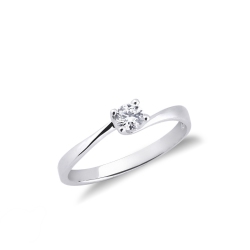 Anillo de compromiso con diamante de 0,15 quilates en oro blanco de 18 kilates