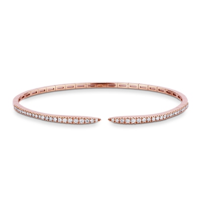 Pulsera de muelle en oro rosa 18k con diamantes brillantes