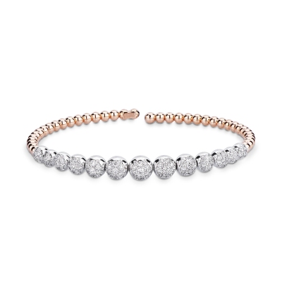Pulsera con Esferas de Diamantes en Oro Blanco y Rosa 18K