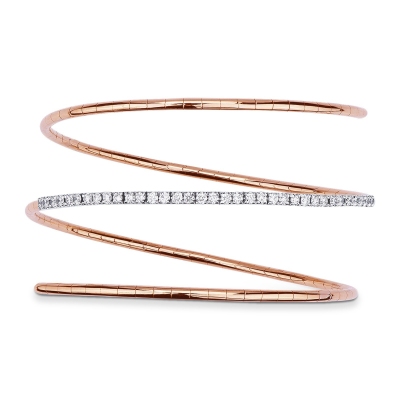 Pulsera de Resorte en Oro Rosa y Blanco 18K con Diamantes 