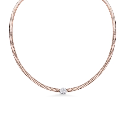 Choker en oro rosa de 18k con esfera central en diamantes