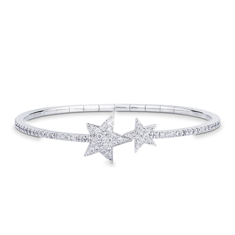 Pulsera de oro blanco 18k con estrellas de diamantes Pulsera de oro blanco 18k con estrellas de diamantes