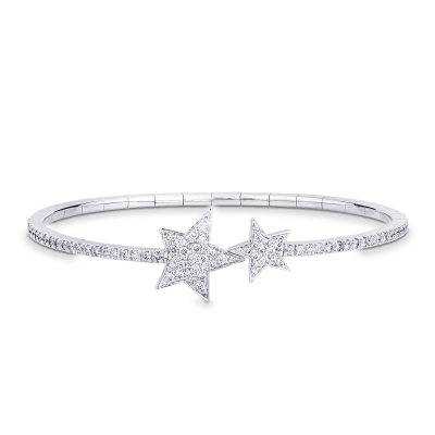 Pulsera de oro blanco 18k con estrellas de diamantes