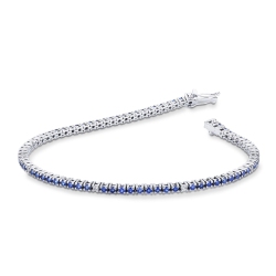 Pulsera Tennis en oro blanco de 18k con zafiros azules y diamantes
