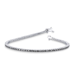 Pulsera tennis en oro blanco 18k con diamantes negros