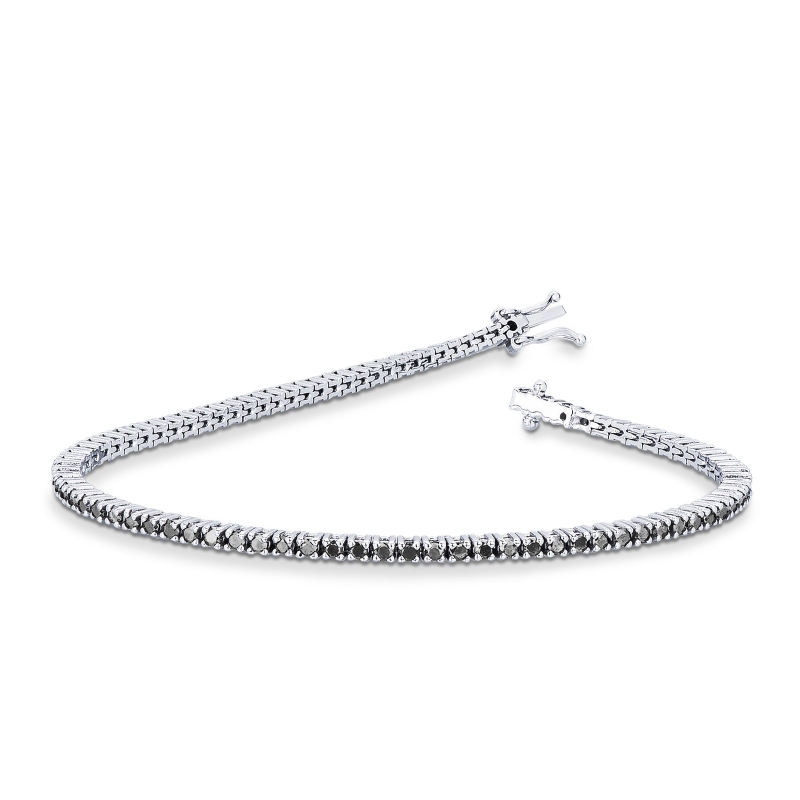 Pulsera tennis en oro blanco 18k con diamantes negros Pulsera tennis en oro blanco 18k con diamantes negros