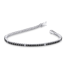 Pulsera Tennis en oro blanco de 18k con diamantes negros y blancos alternados