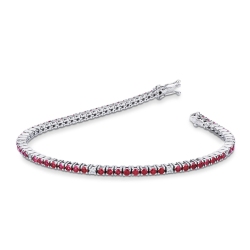 Pulsera tenis en oro blanco 18k con rubíes y diamantes