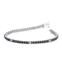 Pulsera tennis hilo oro blanco 18k con diamantes negros y diamantes