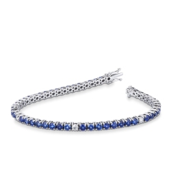 Pulsera hombre en oro blanco de 18k con zafiros azules y diamantes