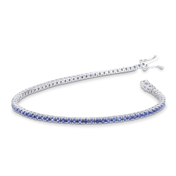 Pulsera Tennis en oro blanco 18 quilates con zafiros azules