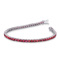 Pulsera Tennis en oro blanco de 18 quilates con rubíes