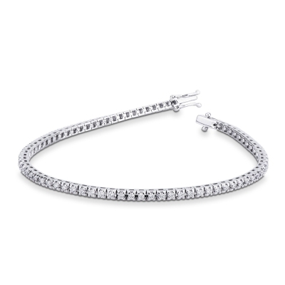 Pulsera tennis con diamantes en oro blanco 18 kilates  0,015 ct.