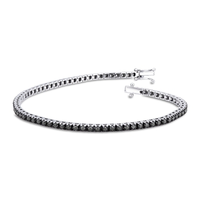 Pulsera Tennis en oro blanco de 18 quilates con diamantes negros