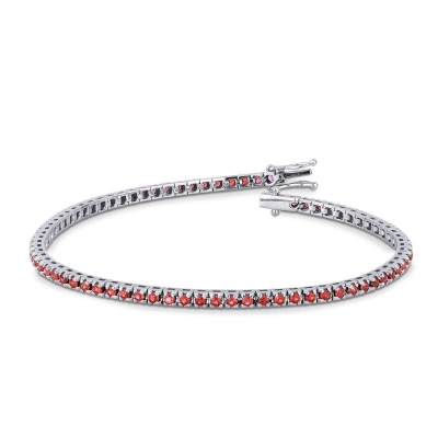 Pulsera mujer tennis oro blanco 18k engastada con rubies
