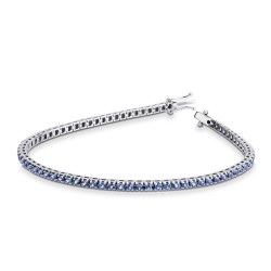 Pulsera en oro blanco 18k Tennis con zafiros azules