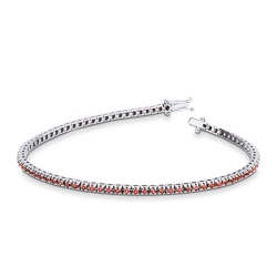 Pulsera Tennis en oro blanco de 18 quilates con rubíes de 0,01 ct