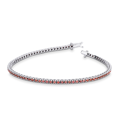 Pulsera Tennis en oro blanco de 18 quilates con rubíes de 0,01 ct