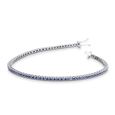 Pulsera riviera oro blanco 18k con zafiros azules