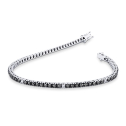 Brazalete tennis en oro blanco de 18 quilates con diamantes negros y blancos, puntas ennegrecidas