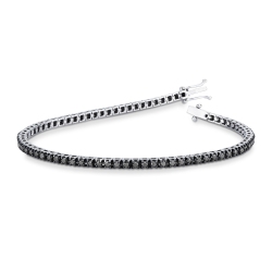 Pulsera riviere con garras en oro blanco de 18k con diamantes negros