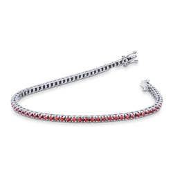 Pulsera Tennis de garra en oro blanco de 18 quilates con rubíes
