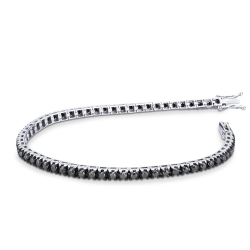 Brazalete tennis en oro blanco de 18 quilates con diamantes negros sobre oro ennegrecido
