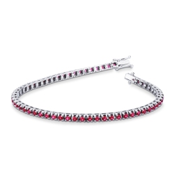 Pulsera Tennis Oro Blanco 18k con deslumbrantes Rubíes