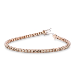Pulsera tennis en oro rosa 18k con diamantes brown