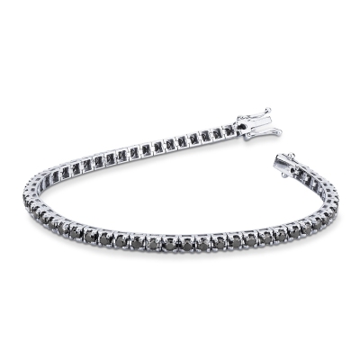 Pulsera Tennis en Oro Blanco 750 con Diamantes Negros
