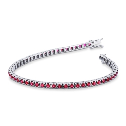Pulsera tenis en oro blanco 18k con rubíes