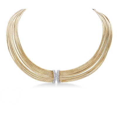 Gargantilla mujer en oro amarillo y blanco de 18k con diamantes