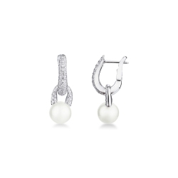 Pendientes de perlas y diamantes en oro blanco