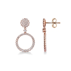 Aros en oro rosa de 18k con diamantes mujer