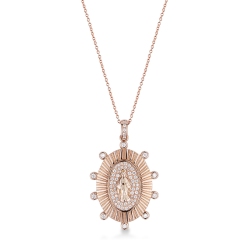 Collar en oro rosa de 18k con la figura de la Virgen cm 45