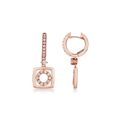 Pendientes fantasia en oro rosa de 18k con diamantes