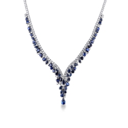 Collar de tenis con zafiros azules y diamantes alternados
