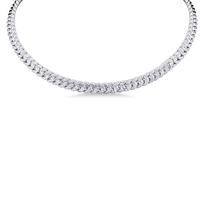 Choker groumette oro blanco 18k con diamantes