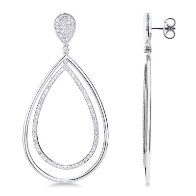 Pendientes mujer en forma de gota con diamantes