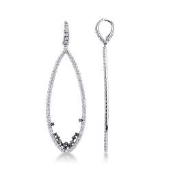 Pendientes ovalados en oro blanco con diamantes blancos y negros, 68 mm