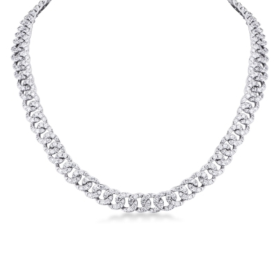 Collar elegante oro blanco 18k estilo groumette con diamantes
