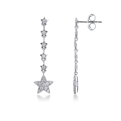 Pendientes con estrellas en oro blanco de 18k