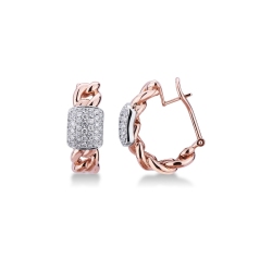 Pendientes groumette en oro blanco y rosa 18k con diamantes