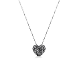 Collar en oro blanco 18k con corazón diamantes negros