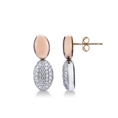Pendientes en oro blanco y rosa 18k con pavé de diamantes