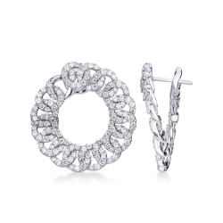 Pendientes de aro en malla gourmette de oro blanco 18k