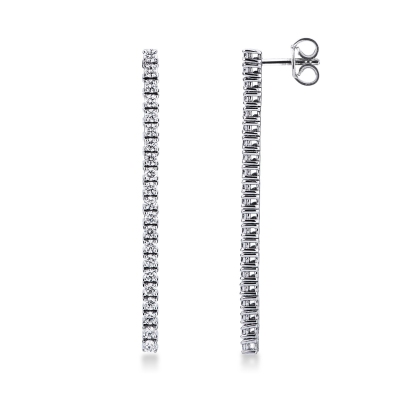 Pendientes riviere oro blanco 750 y diamantes 